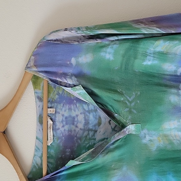 Soft Surroundings Blue Watercolor Tie Dye Kechmara Tunic Size Medium - Picture 3 of 8